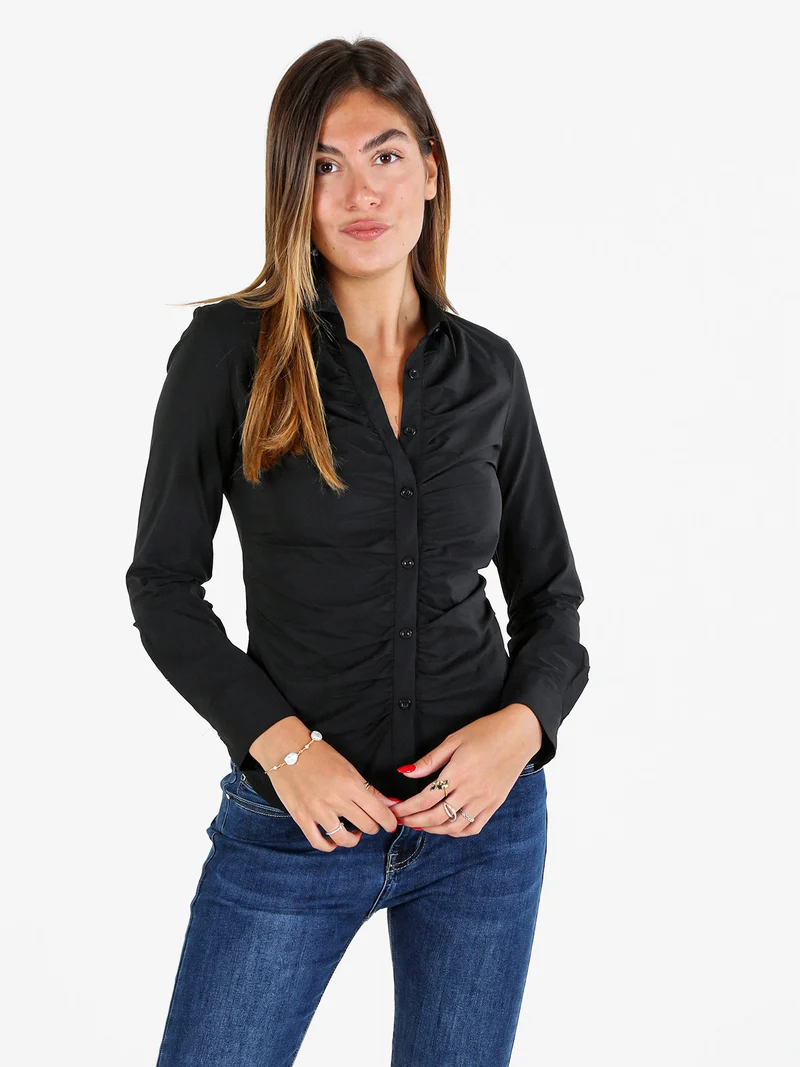 Camicia donna slim a maniche lunghe - nero