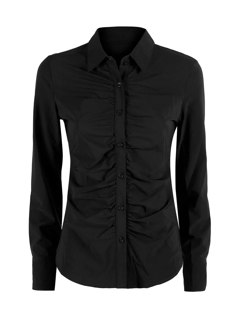 Camicia donna slim a maniche lunghe - nero