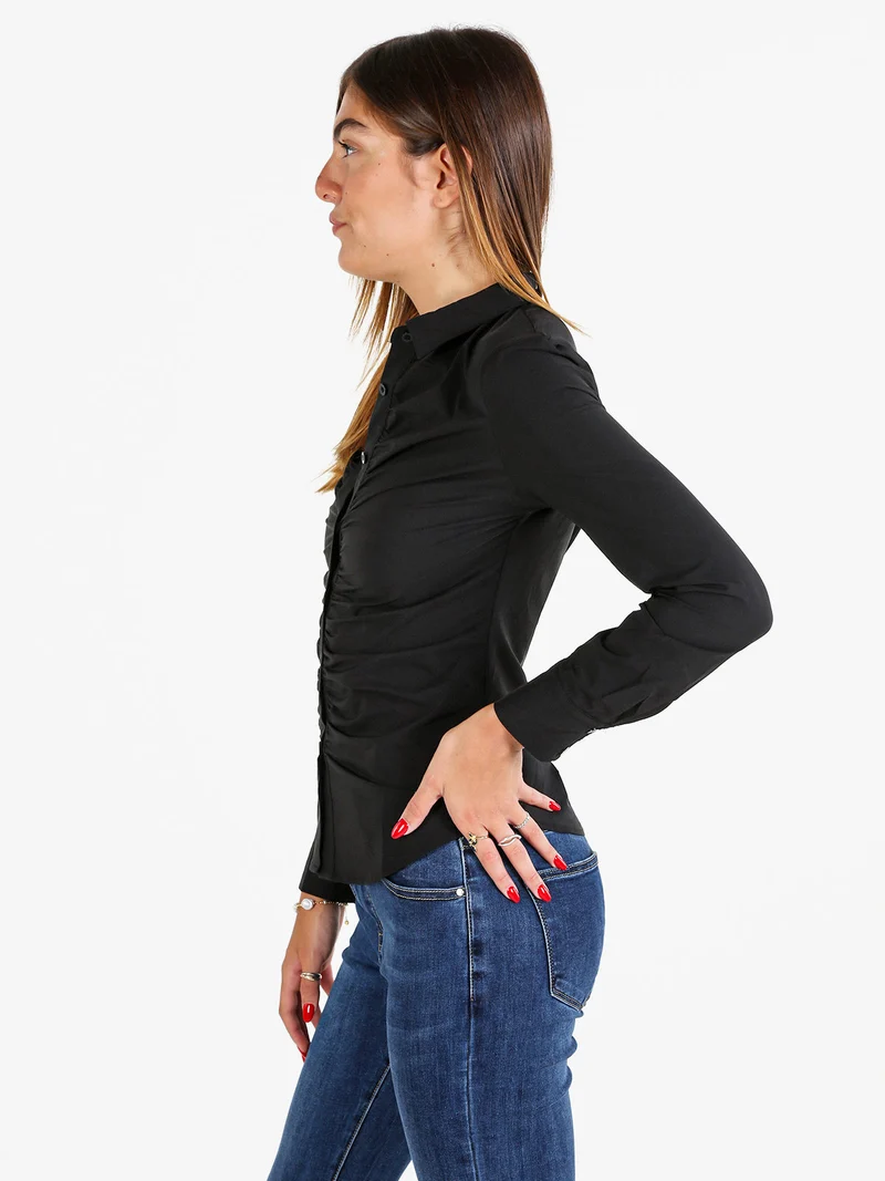 Camicia donna slim a maniche lunghe - nero