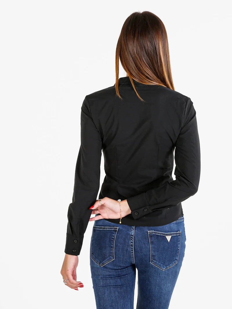 Camicia donna slim a maniche lunghe - nero
