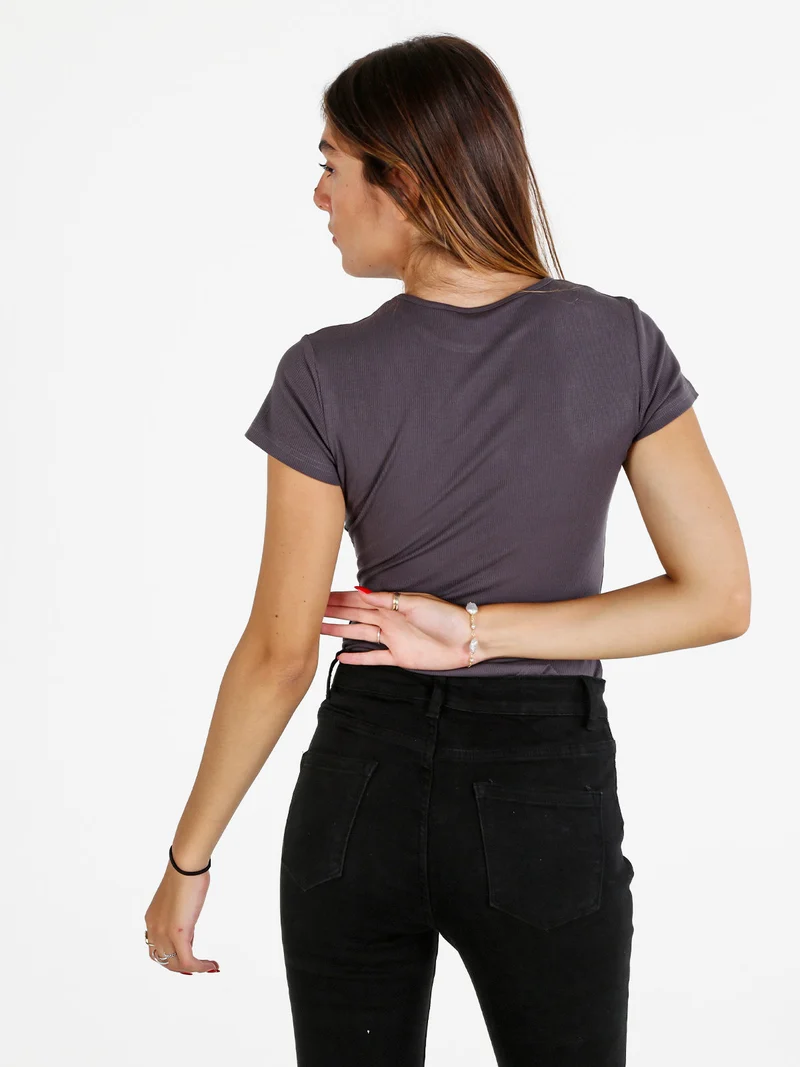 T-shirt body donna a costine - antracite