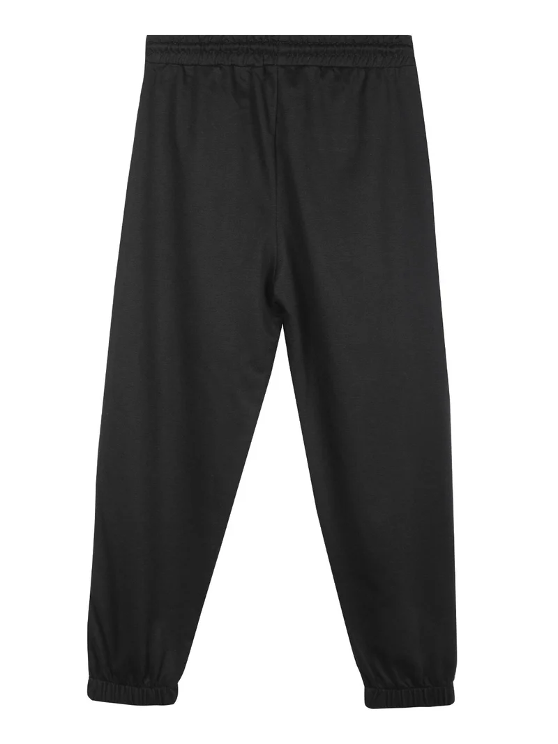 Pantaloni tuta da bambina con stampa e polsini - nero
