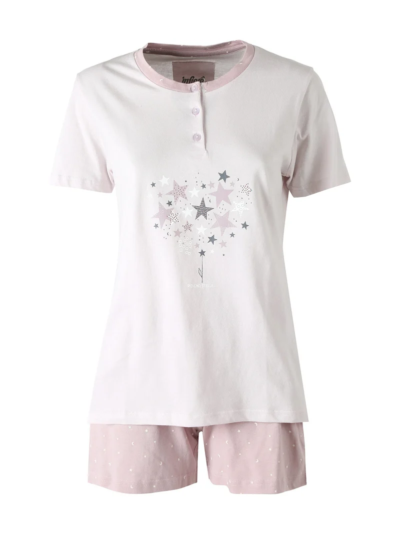 GALAXY Pigiama corto da donna in cotone - lilla