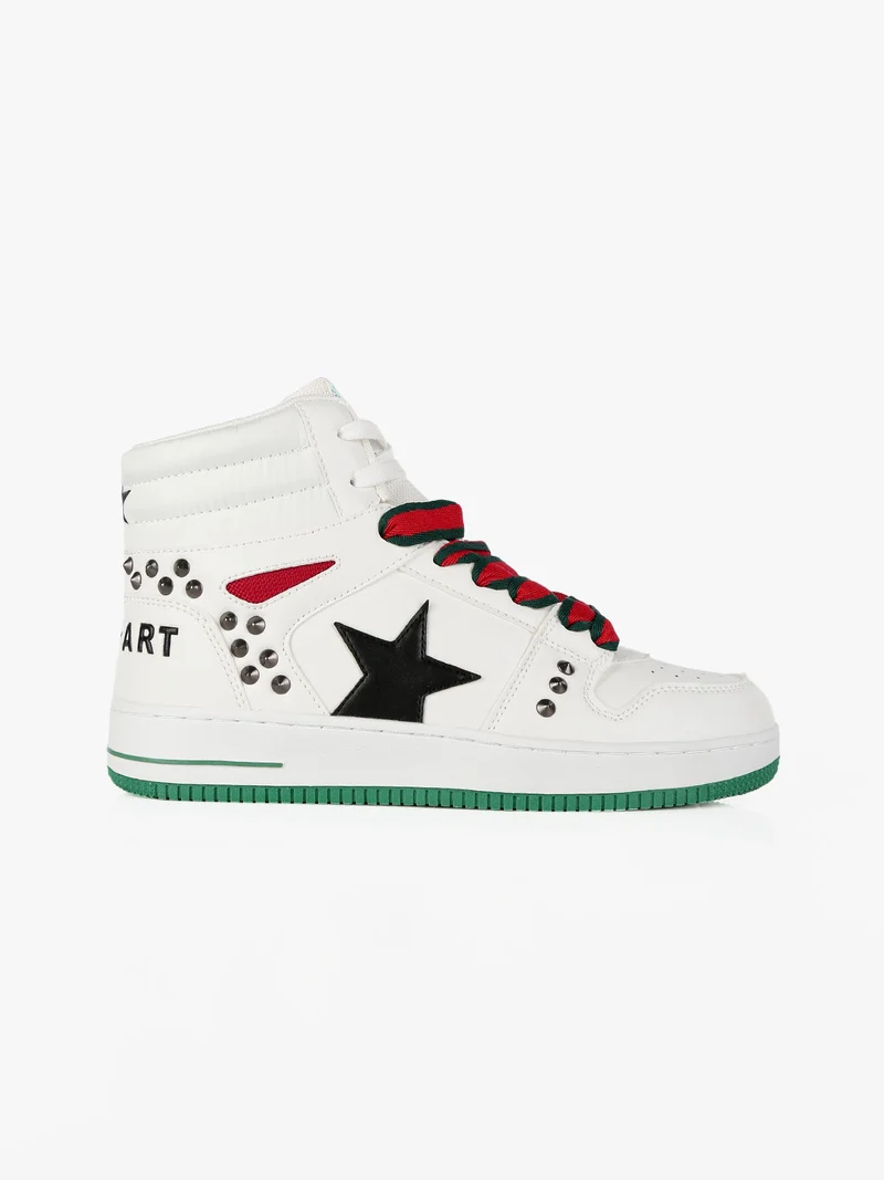 BASKET HAILEY Sneakers alte donna con borchie - bianco