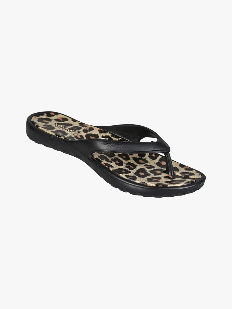 Infradito donna da mare in gomma animalier - nero