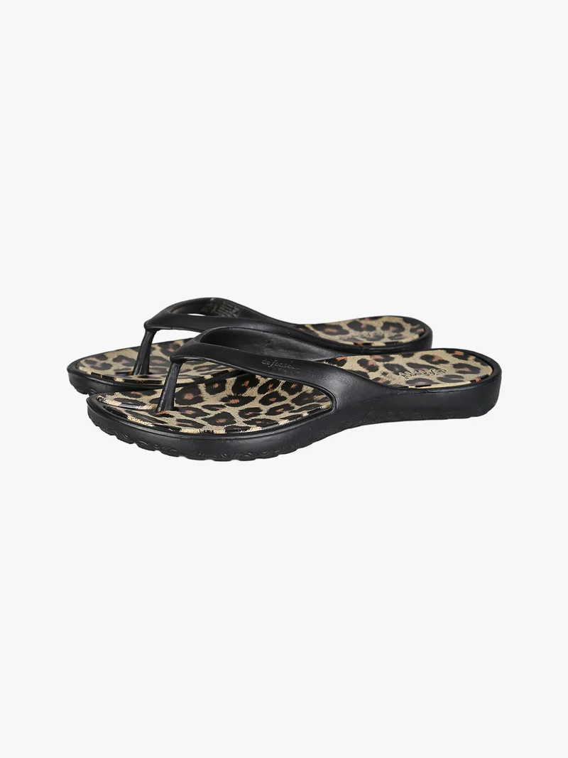 Infradito donna da mare in gomma animalier - nero