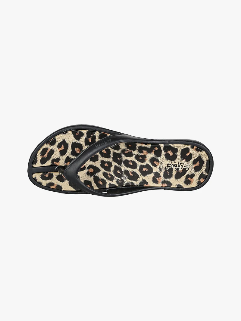 Infradito donna da mare in gomma animalier - nero