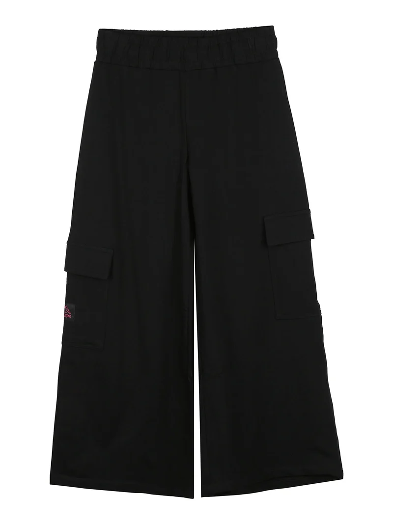 Completo tuta da ragazza con felpa cropp e pantaloni cargo a gamba larga - nero