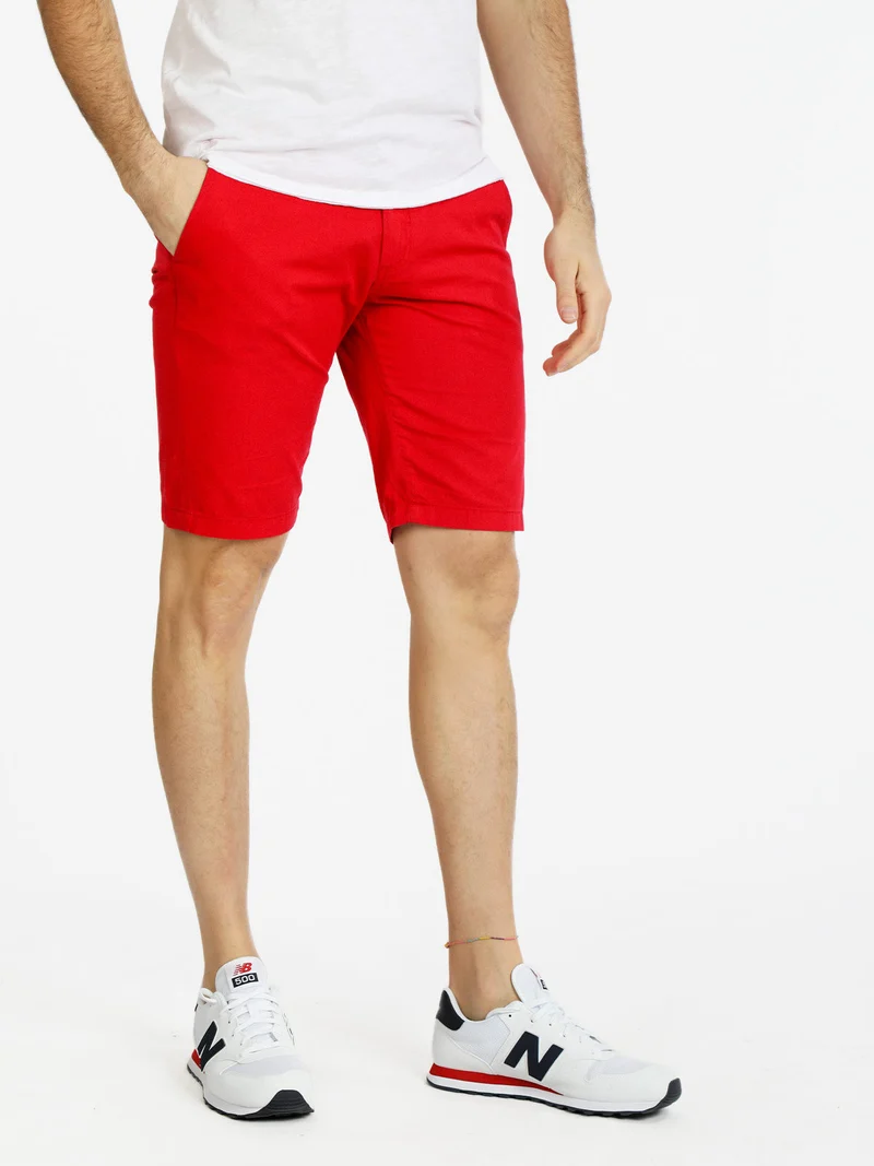 Bermuda da uomo in cotone regular fit - rosso