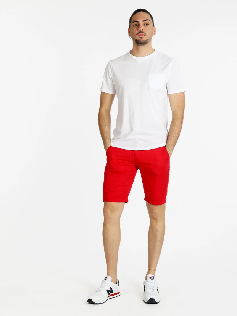 Bermuda da uomo in cotone regular fit - rosso