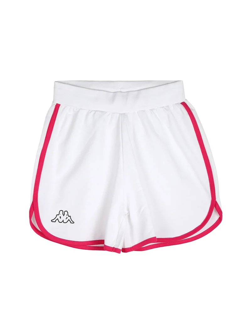 Completo corto da bambina con t-shirt cropped e shorts - fucsia