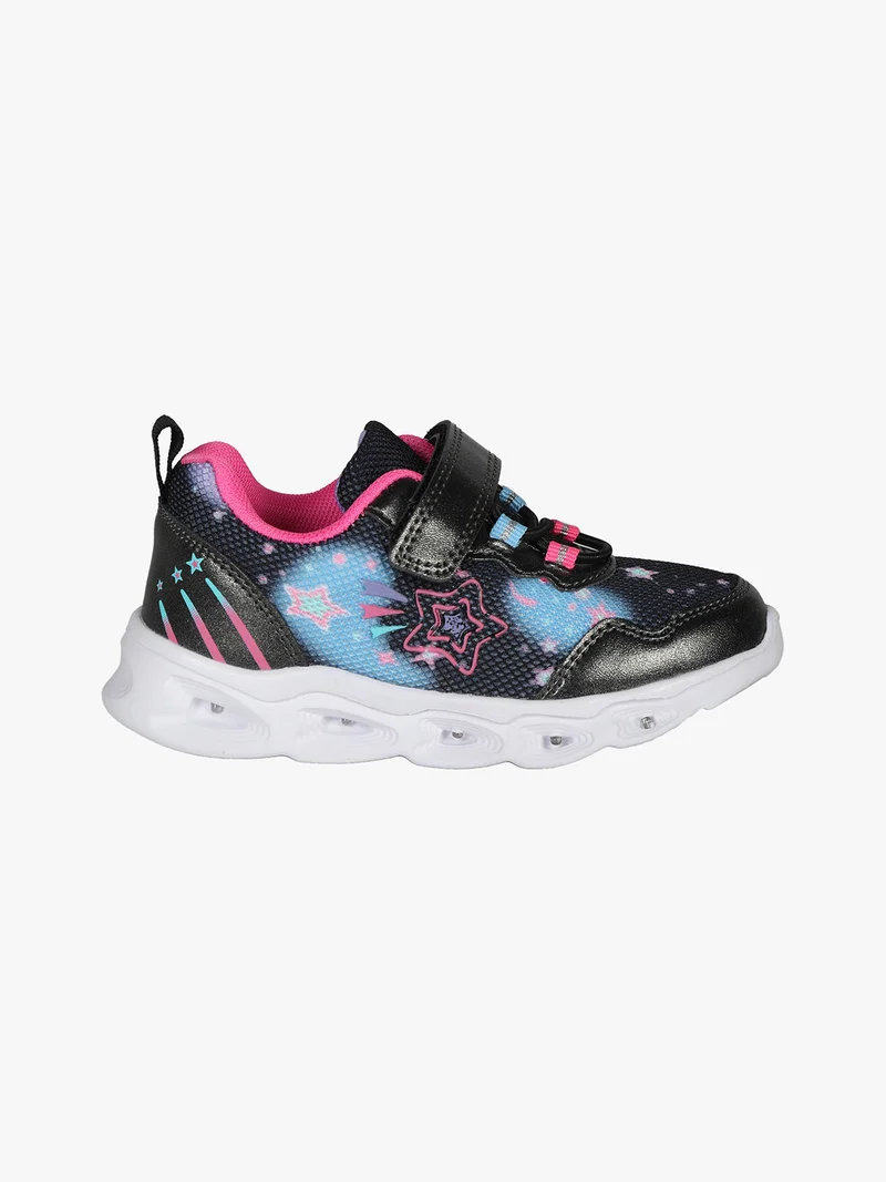 Sneakers da bambina con chiusura a strappo e luci - nero