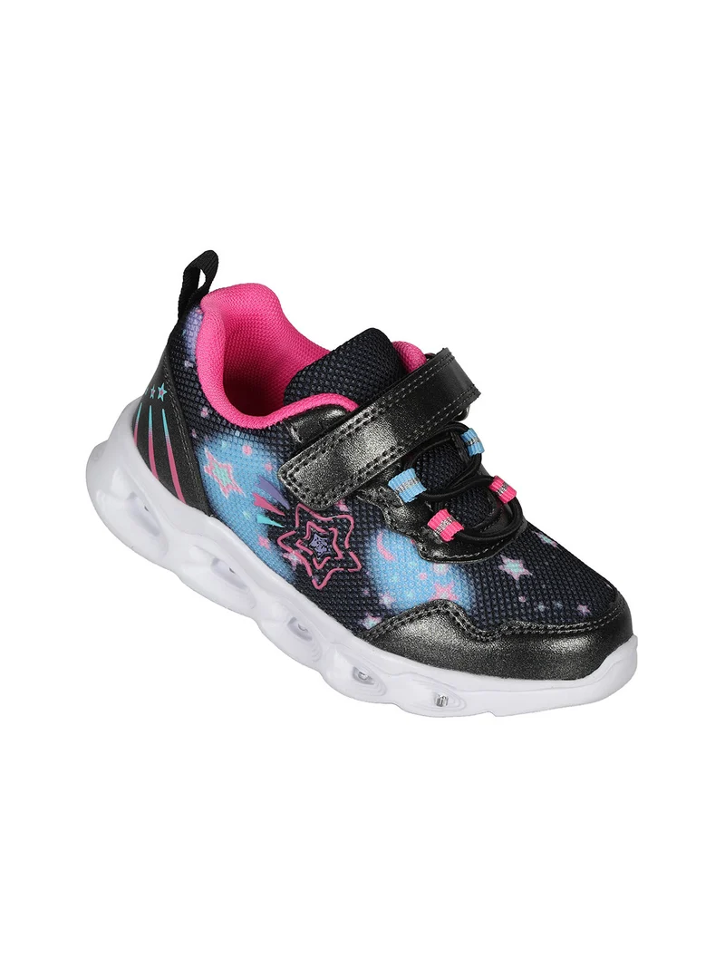 Sneakers da bambina con chiusura a strappo e luci - nero