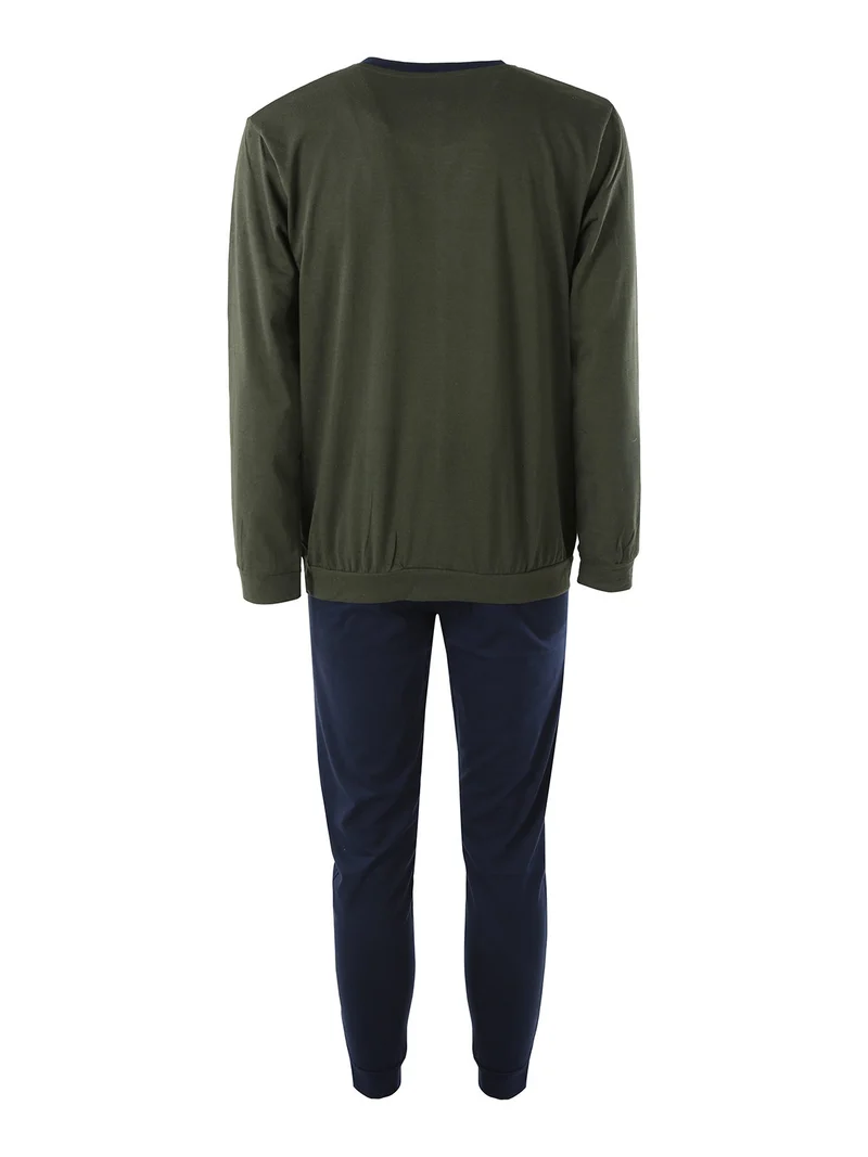 Pigiama lungo da uomo in misto cotone - militare