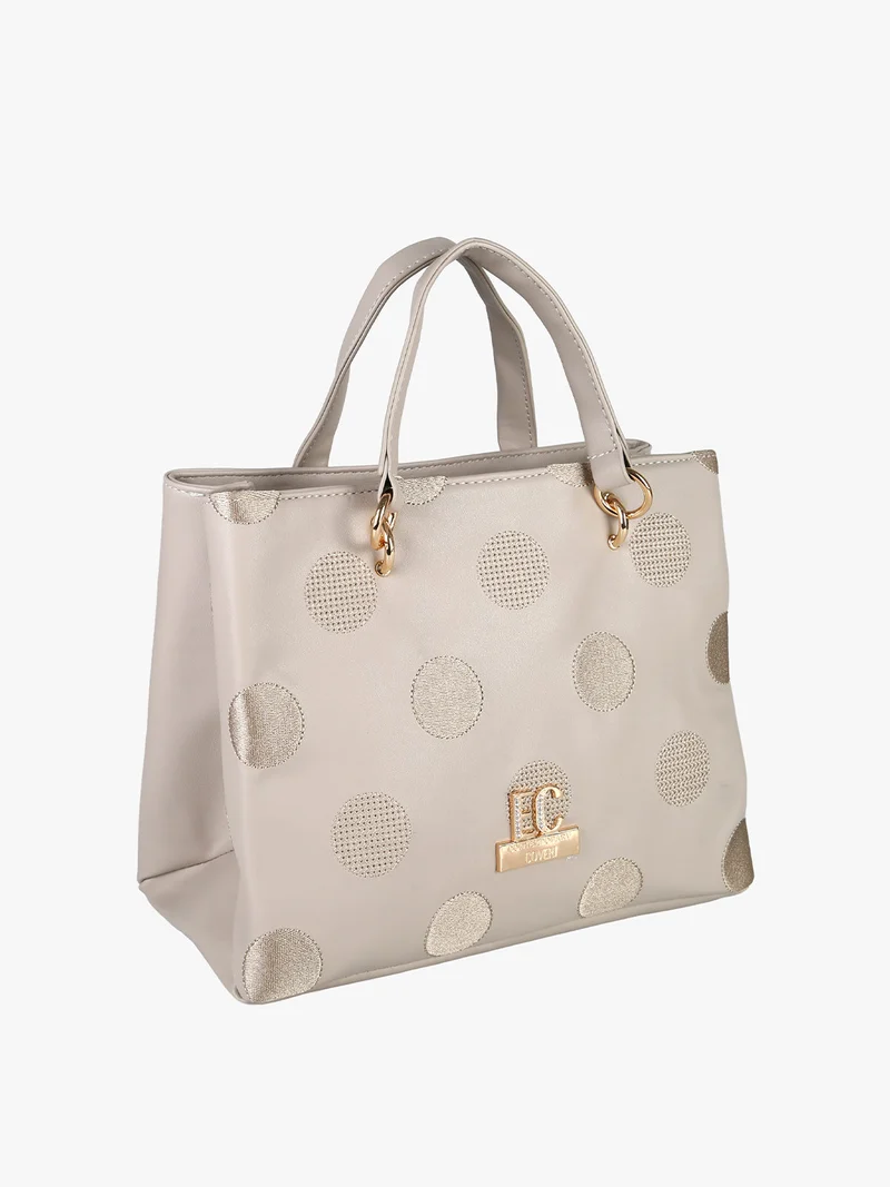 Borsa donna mini tote in ecopelle con logo di strass - naturale