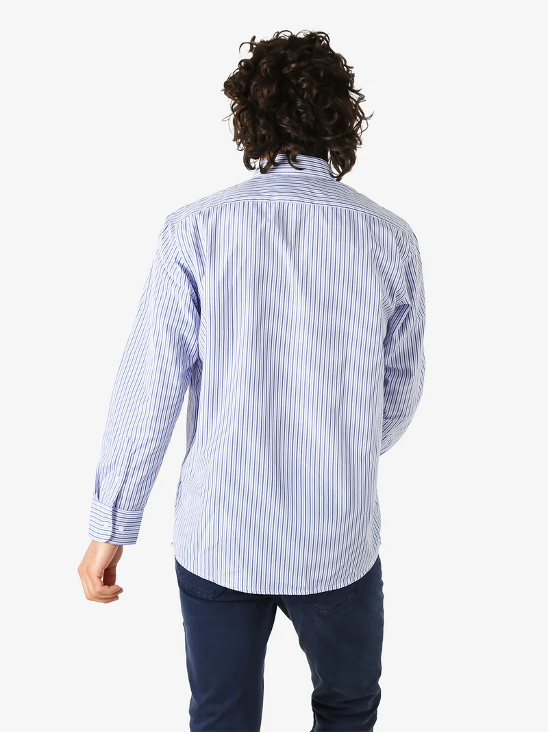 Camicia rigata da uomo a maniche lunghe - cielo
