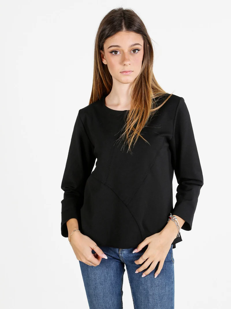 Maglia donna oversize a maniche lunghe - nero