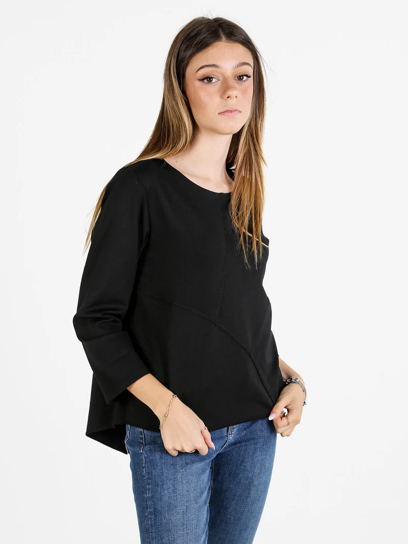 Maglia donna oversize a maniche lunghe - nero