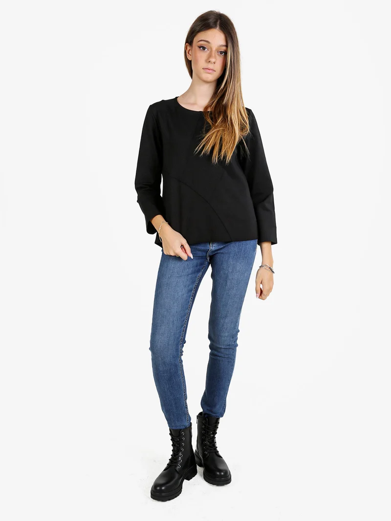 Maglia donna oversize a maniche lunghe - nero