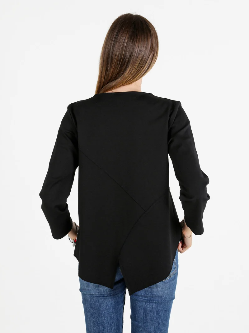 Maglia donna oversize a maniche lunghe - nero