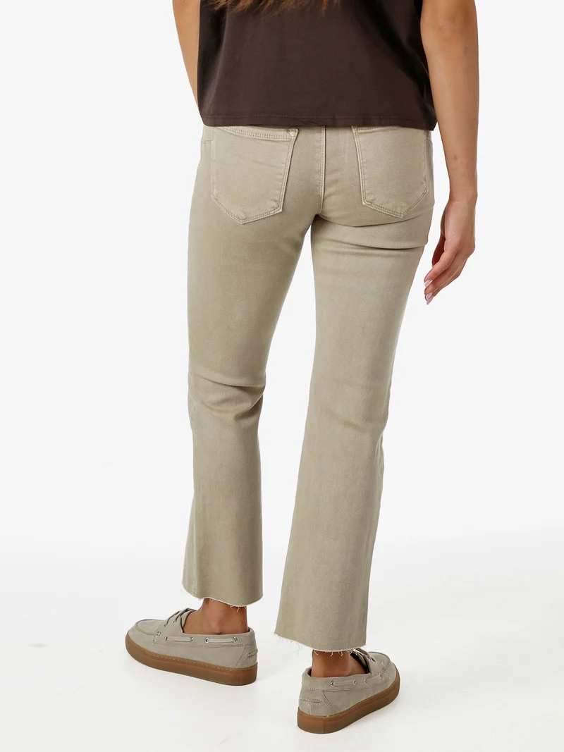 Jeans donna cropped con finale taglio laser - khaki