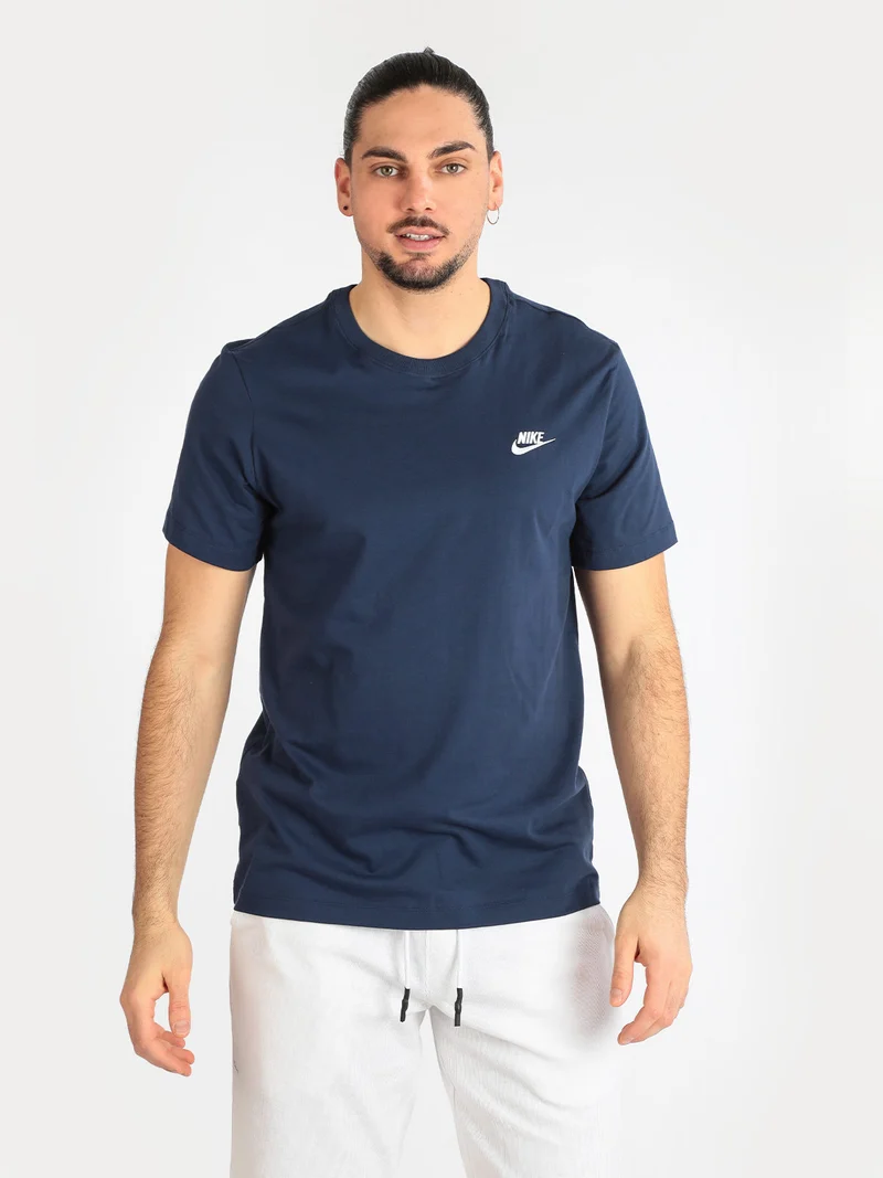 T-shirt manica corta uomo con logo - blu scuro