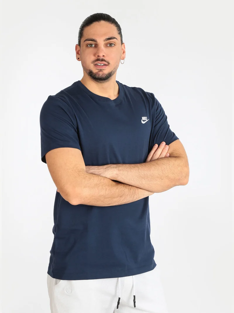 T-shirt manica corta uomo con logo - blu scuro