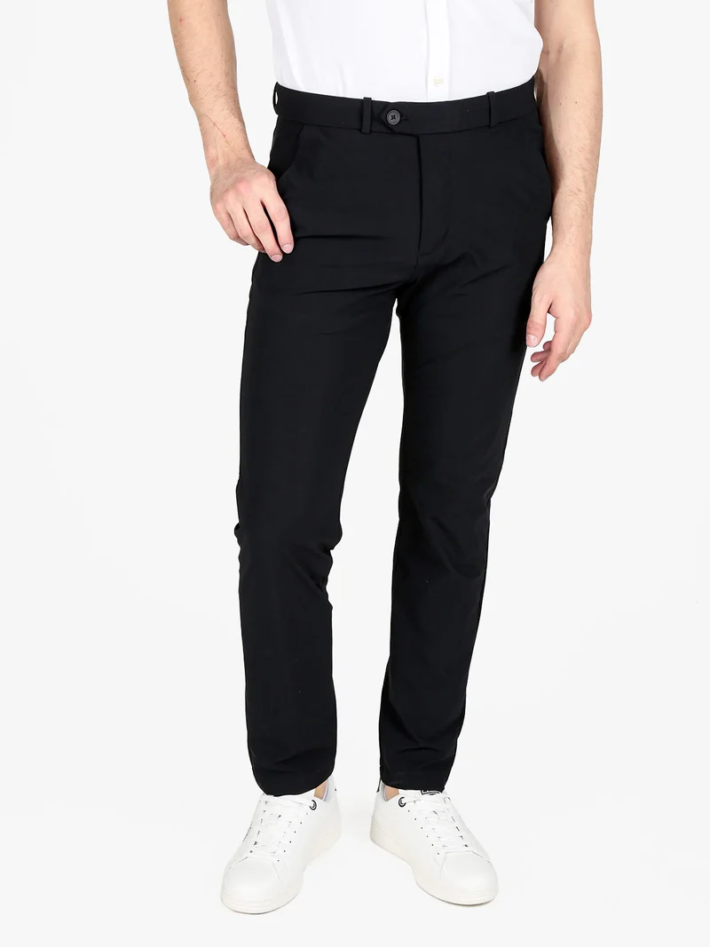 Pantaloni eleganti da uomo a vita bassa - nero