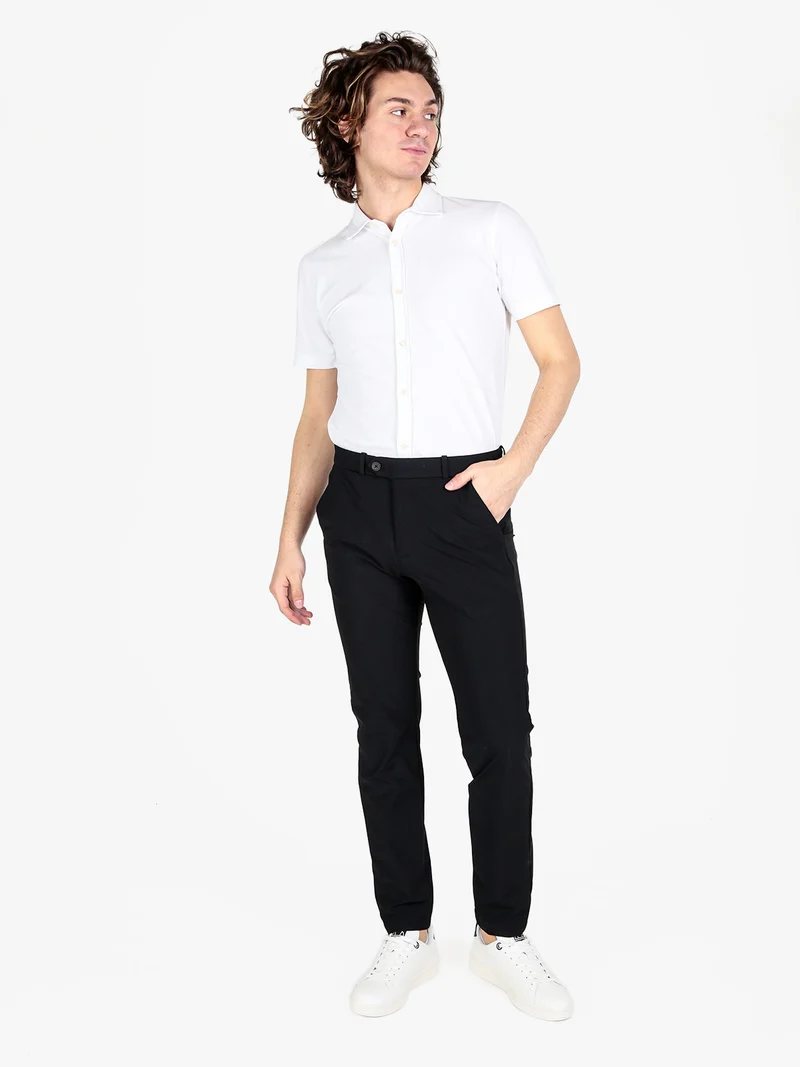 Pantaloni eleganti da uomo a vita bassa - nero