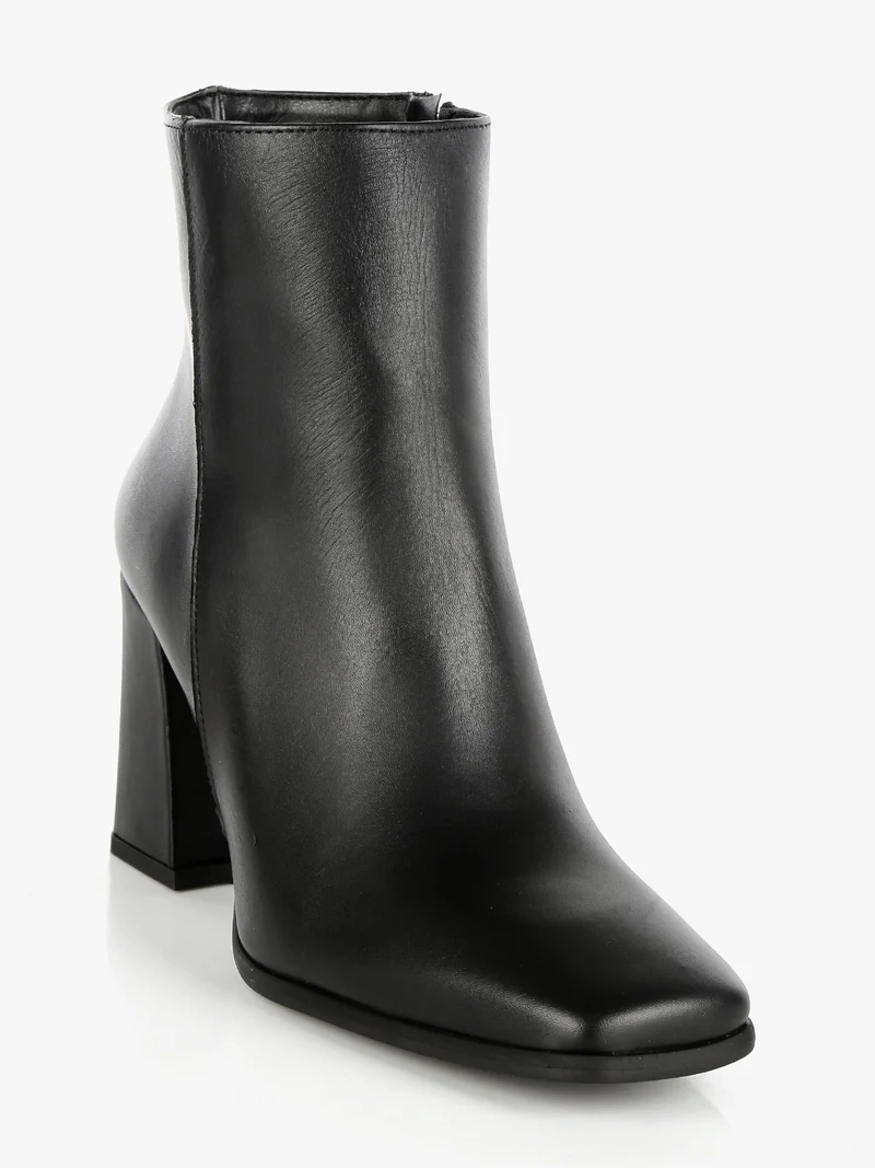 Tronchetti in pelle donna con tacco - nero