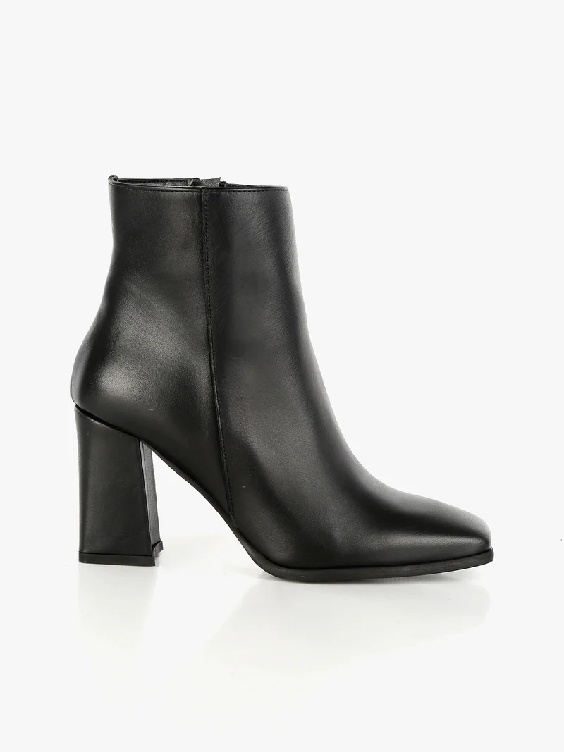 Tronchetti in pelle donna con tacco - nero