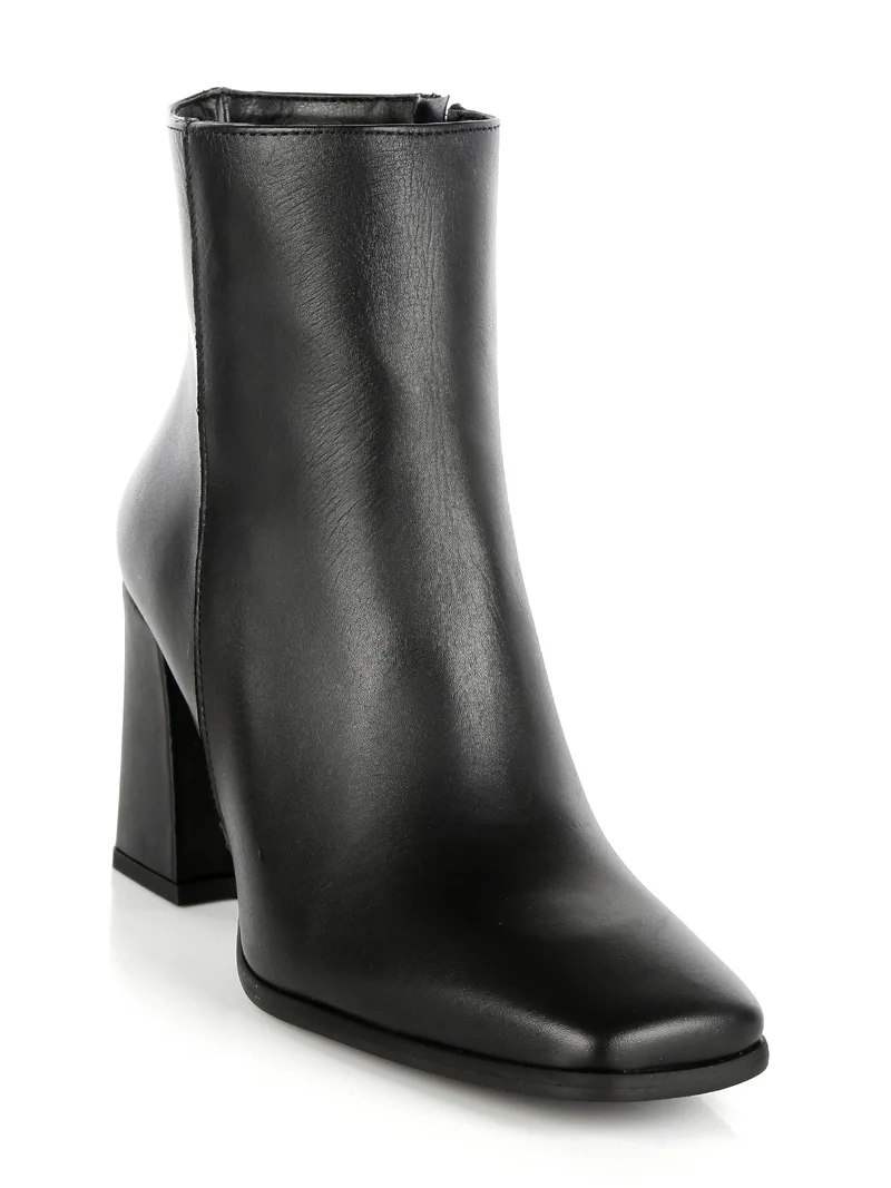 Tronchetti in pelle donna con tacco - nero