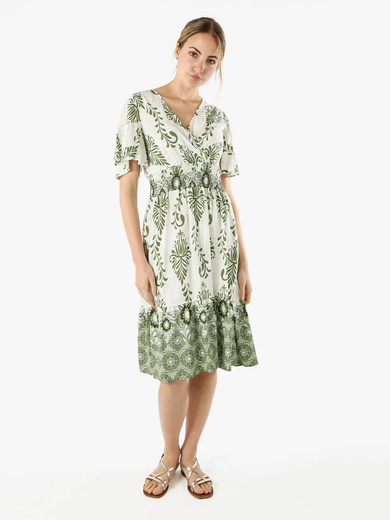 Abito donna a maniche corte con scollo V - verde