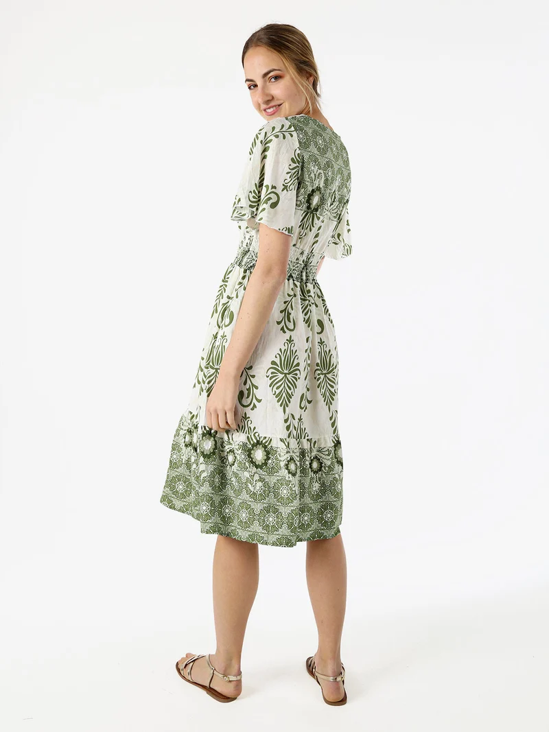 Abito donna a maniche corte con scollo V - verde