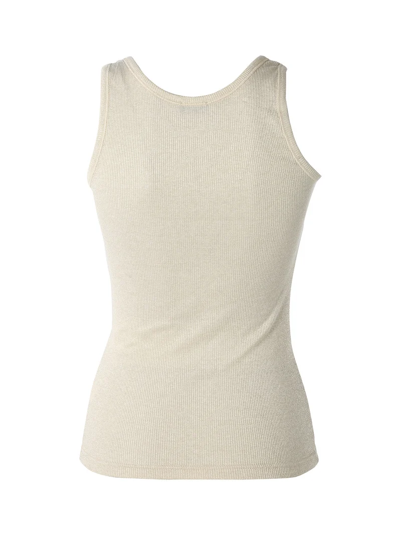 Top donna a costine in lurex - oro