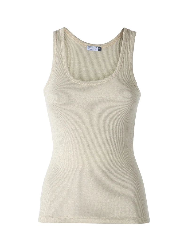 Top donna a costine in lurex - oro
