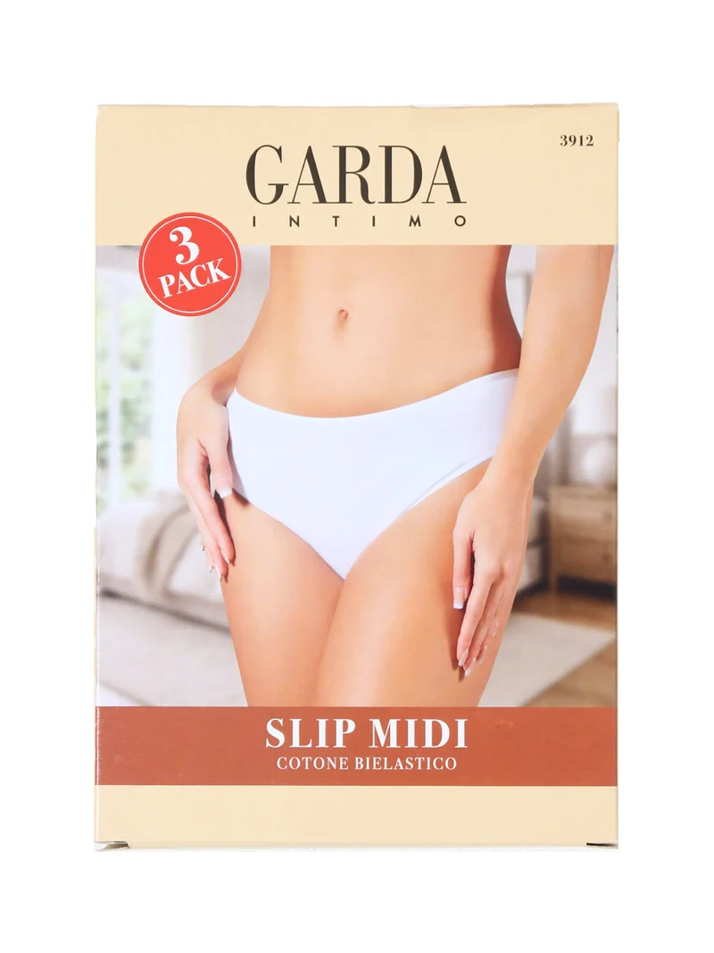 Confezione da 3 slip midi in cotone bielastico - nero