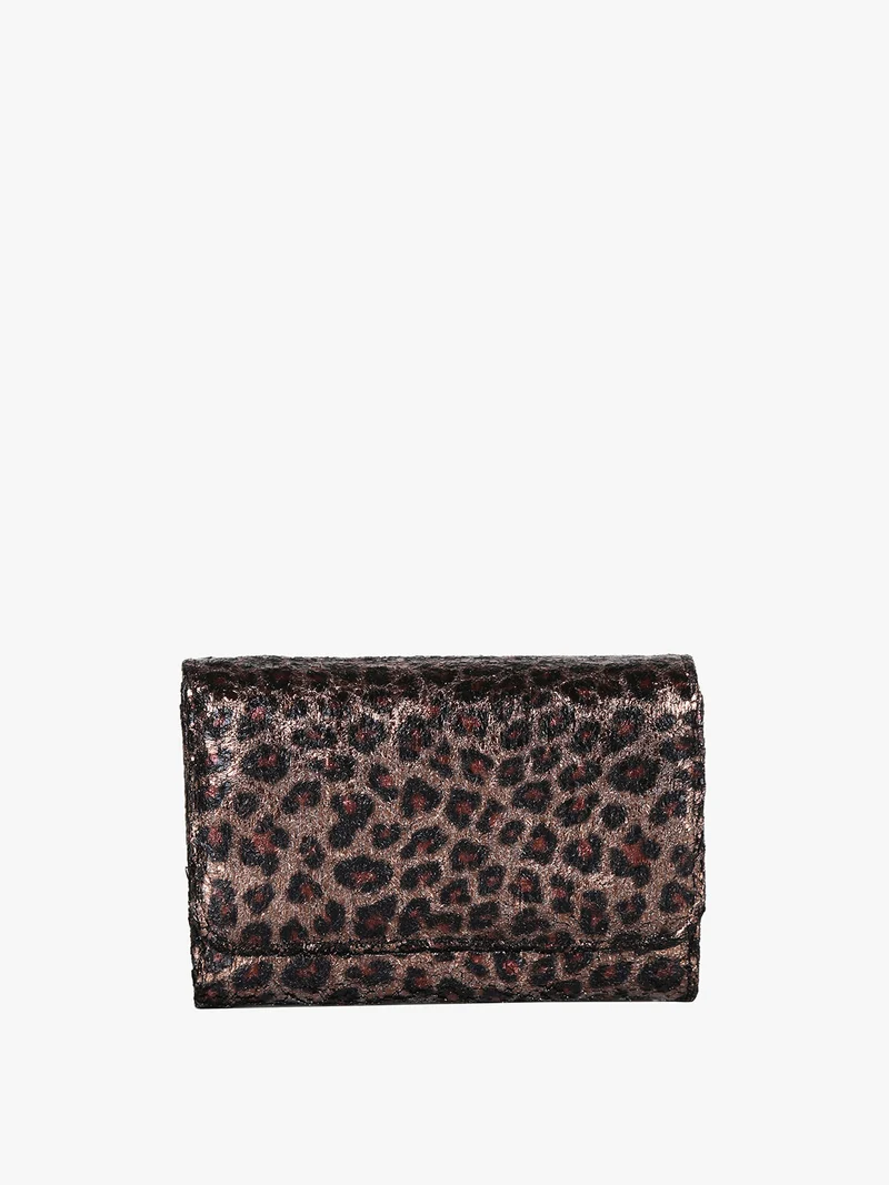 Portafoglio donna crespo animalier - marrone