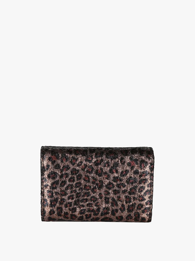 Portafoglio donna crespo animalier - marrone
