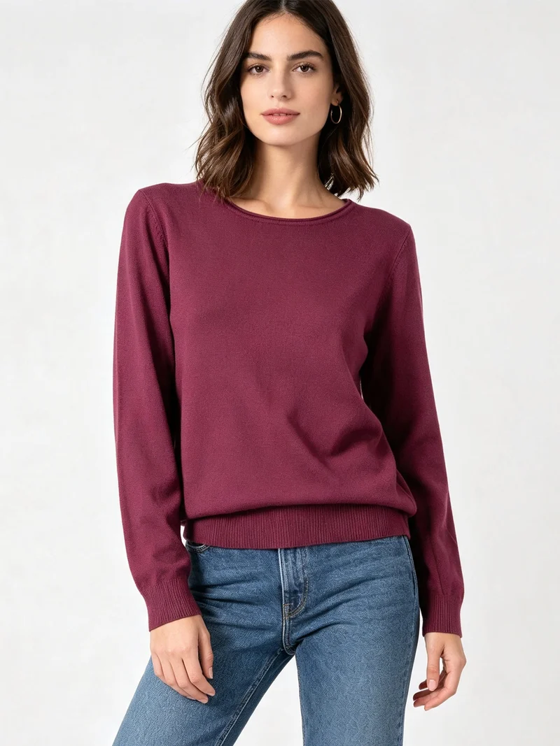Pullover donna in maglia - rosso