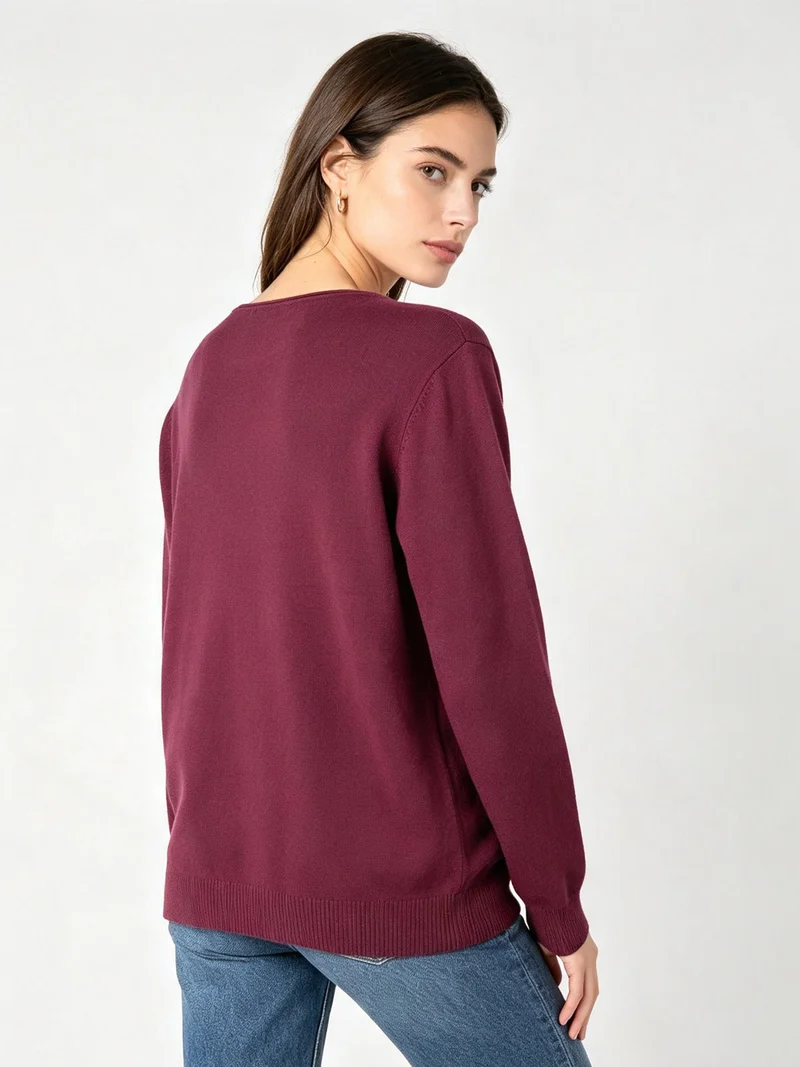 Pullover donna in maglia - rosso