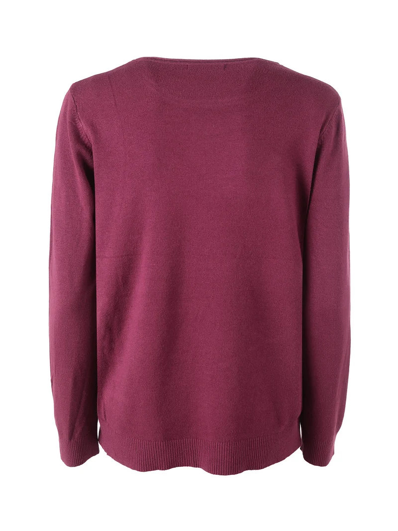 Pullover donna in maglia - rosso