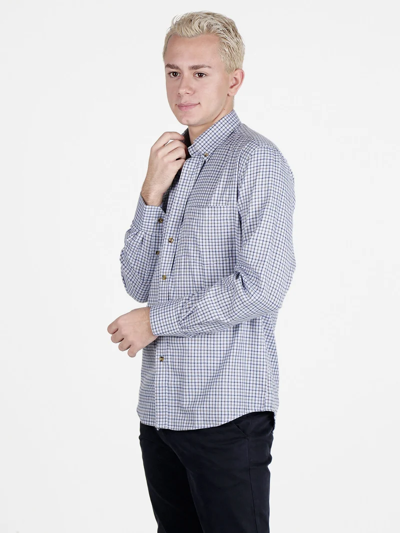 Camicia da uomo maniche lunghe a fantasia - azzurro