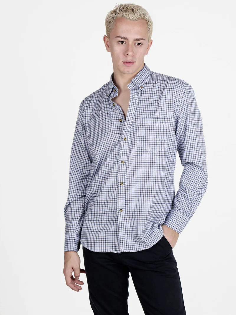 Camicia da uomo maniche lunghe a fantasia - azzurro
