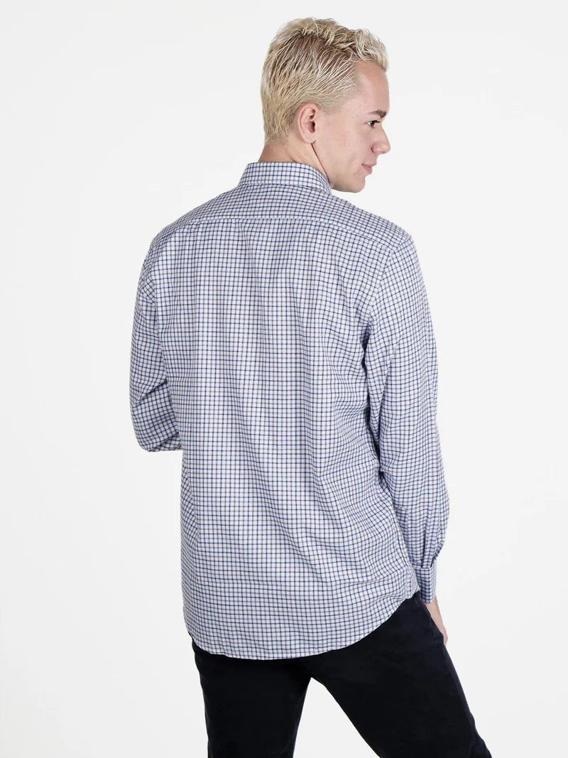 Camicia da uomo maniche lunghe a fantasia - azzurro