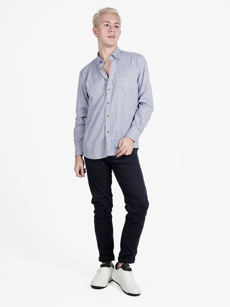 Camicia da uomo maniche lunghe a fantasia - azzurro