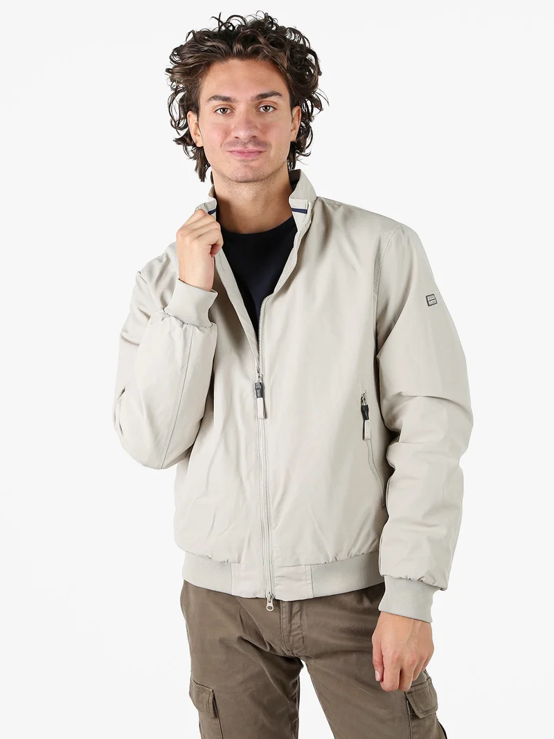 Giubbotto uomo con zip e interno in pile - beige