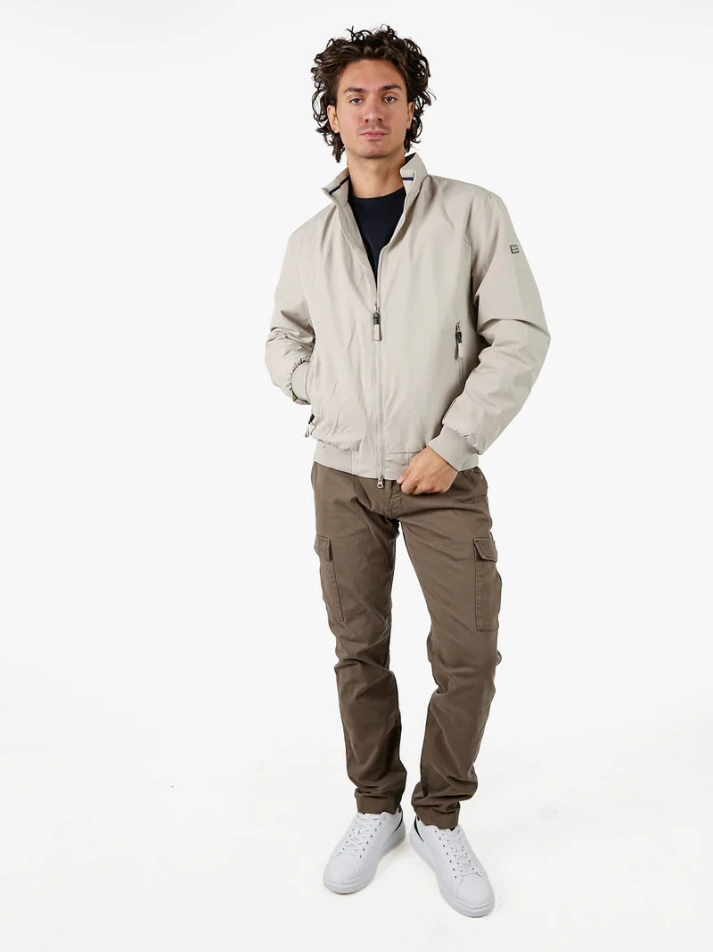 Giubbotto uomo con zip e interno in pile - beige