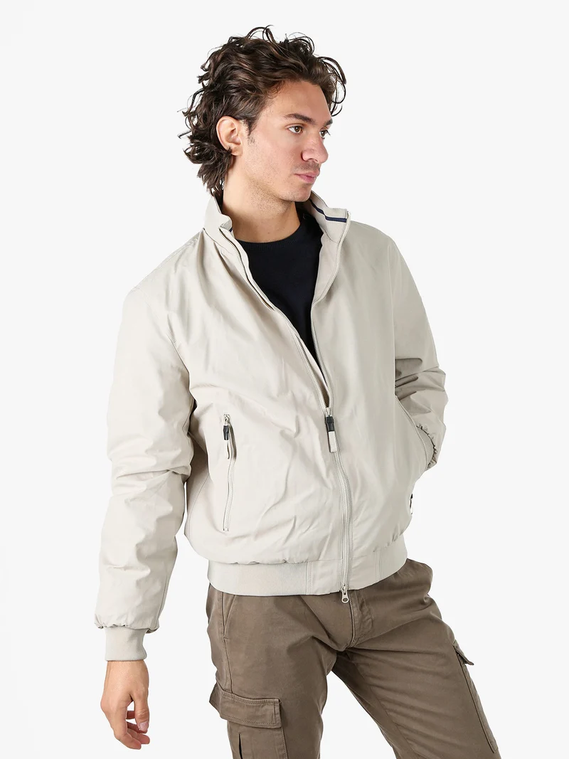 Giubbotto uomo con zip e interno in pile - beige