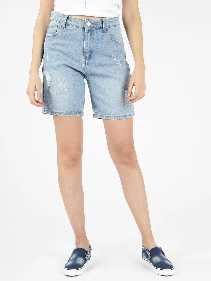 Pantaloncini mom strappati in jeans